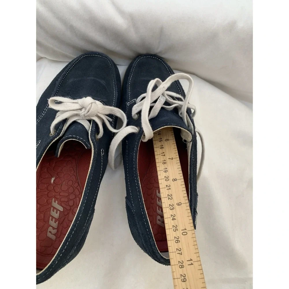 Reef Deckhand Shoes Navy Loafers Boatshoes US Men's Size 9 White Laces